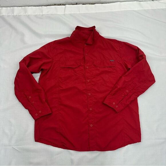 Columbia Men's Size XL Omni Shade Red Long Sleeve Lightweight Button Down Shirt - Picture 8 of 14